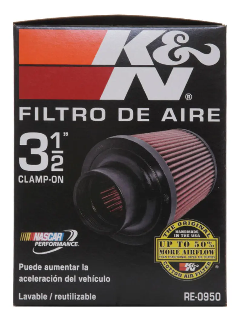 K&N RE-0950 Universal Rubber Filter 3 1/2inch ID FLG / 6inch Base / 4-5/8inch Top / 6inch Height №8