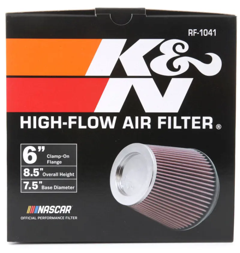 K&N KNNRF-1041 Round Tapered Universal Air Filter 6 Inch Flange 7 1/2 Inch Base 5 Inch Top 7 1/2 Inch Height №20