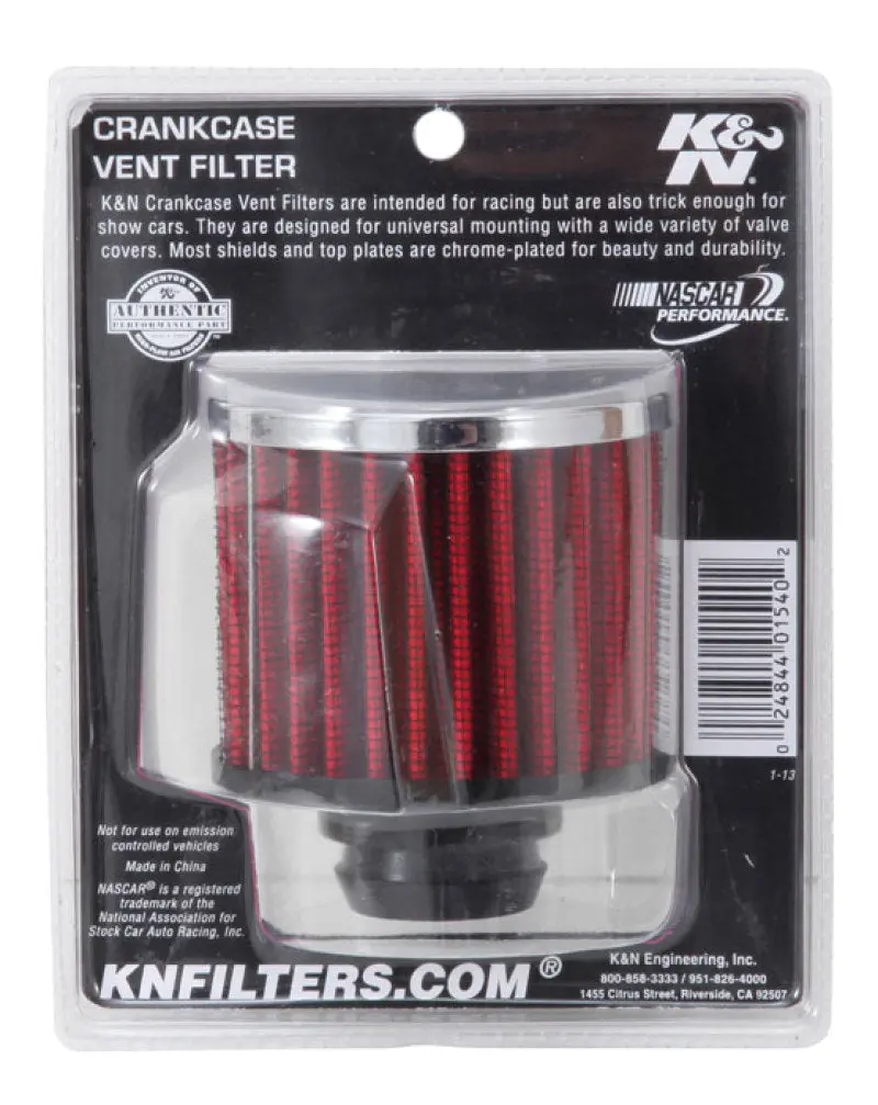 K&N KNN62-1490 Rubber Base Chrome Top Push-In Crankcase Vent Filter 3in OD X 2-1/2in H. №6