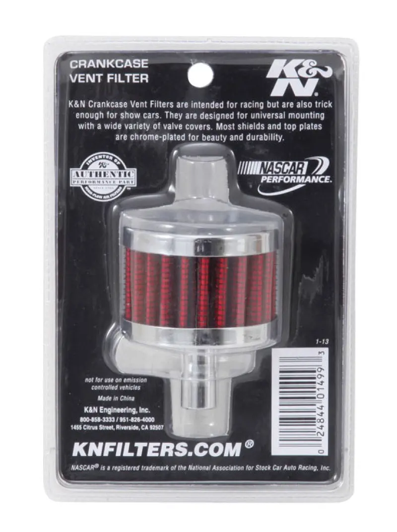 K&N KNN62-1015 Steel Base Chrome Top Crankcase Vent Filter 1/2in. Vent / 2in. OD / 1-1/2in. Height №7