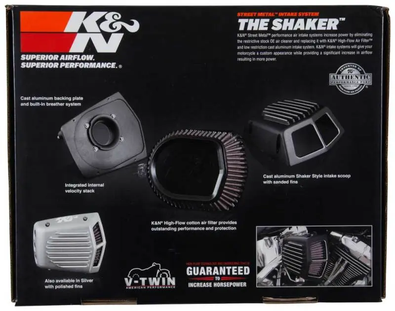 K&N KNNRK-3950 Street Metal Intake System For 01-16 Harley Davidson Softail/Dyna - Shaker Black №16