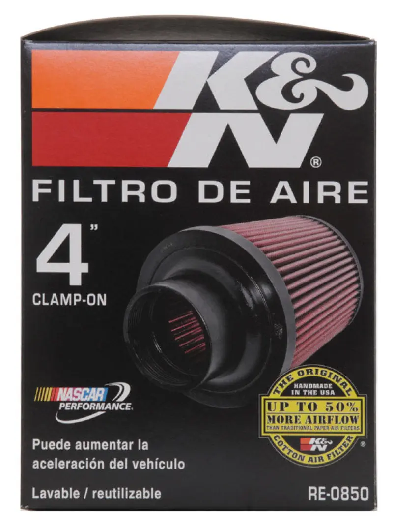 K&N KNNRE-0850 Universal Air Filter (4in. Flange / 6in. Base OD / 4-5/8in. Top OD / 6in. Height) №13