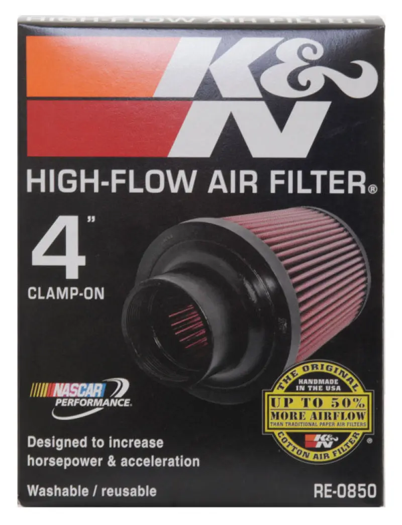 K&N KNNRE-0850 Universal Air Filter (4in. Flange / 6in. Base OD / 4-5/8in. Top OD / 6in. Height) №20