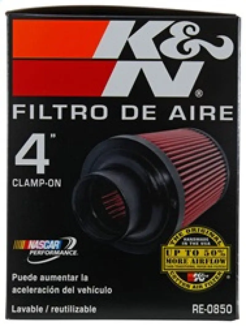 K&N KNNRE-0850 Universal Air Filter (4in. Flange / 6in. Base OD / 4-5/8in. Top OD / 6in. Height) №7