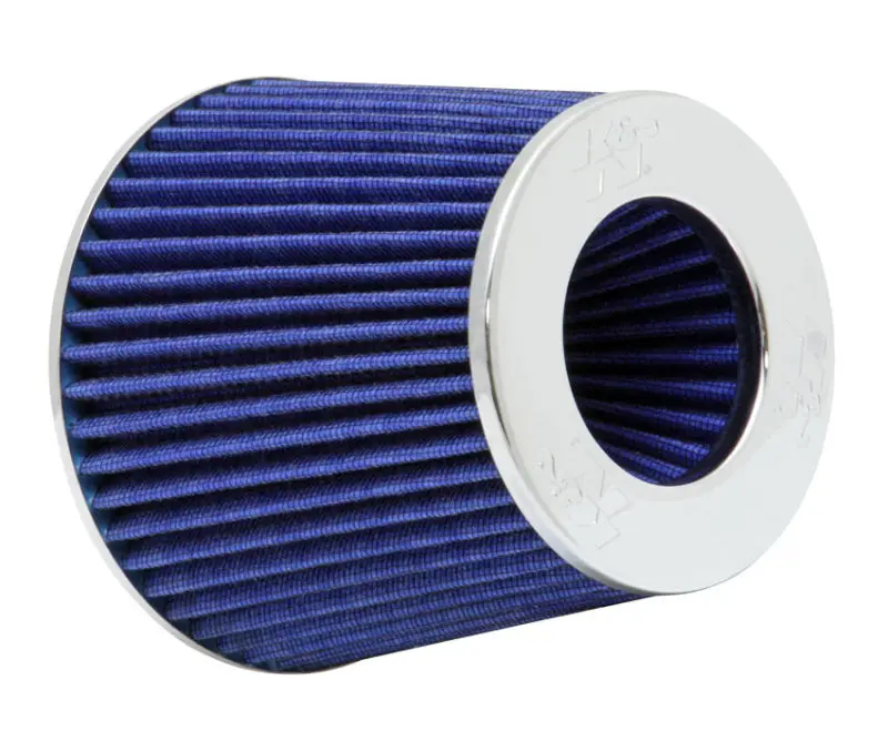 K&N KNNRG-1001BL Universal Air Filter Chrome Round Tapered Blue - 4in Flange ID X 1.125in Flange Length X 5.5in H №1