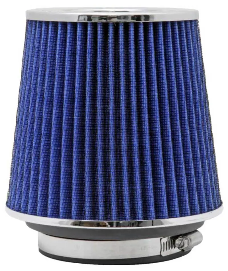 K&N KNNRG-1001BL Universal Air Filter Chrome Round Tapered Blue - 4in Flange ID X 1.125in Flange Length X 5.5in H №15