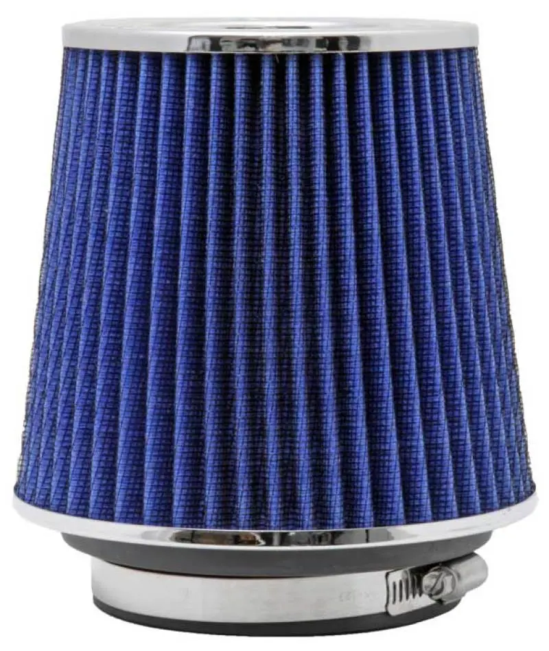 K&N KNNRG-1001BL Universal Air Filter Chrome Round Tapered Blue - 4in Flange ID X 1.125in Flange Length X 5.5in H №17