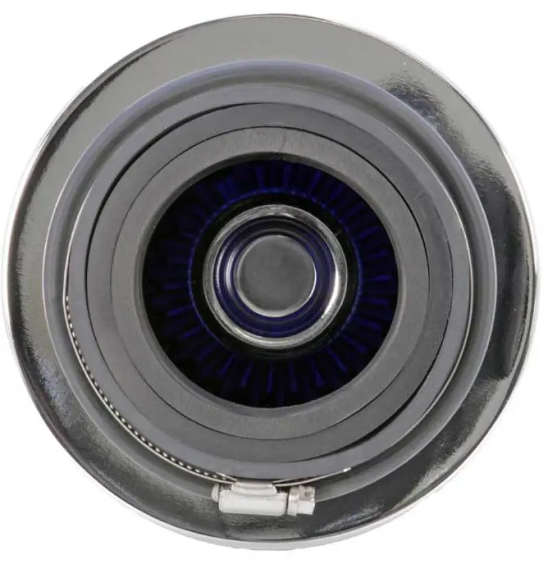 K&N KNNRG-1001BL Universal Air Filter Chrome Round Tapered Blue - 4in Flange ID X 1.125in Flange Length X 5.5in H №19