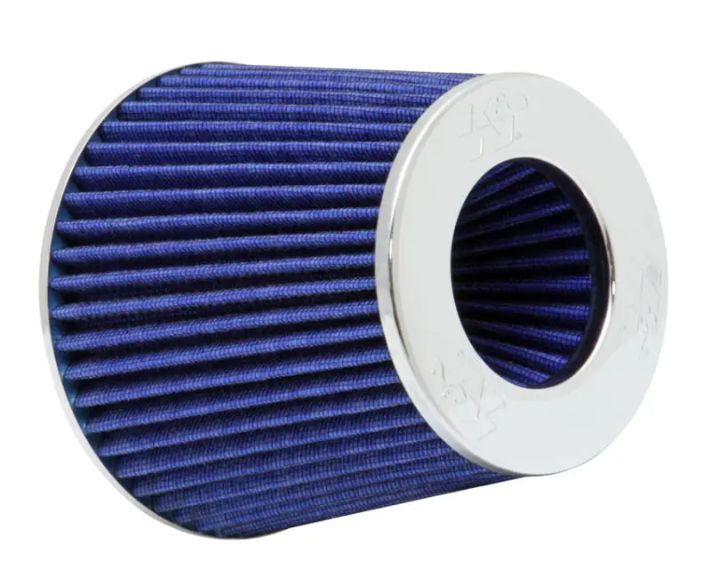 K&N KNNRG-1001BL Universal Air Filter Chrome Round Tapered Blue - 4in Flange ID X 1.125in Flange Length X 5.5in H №2