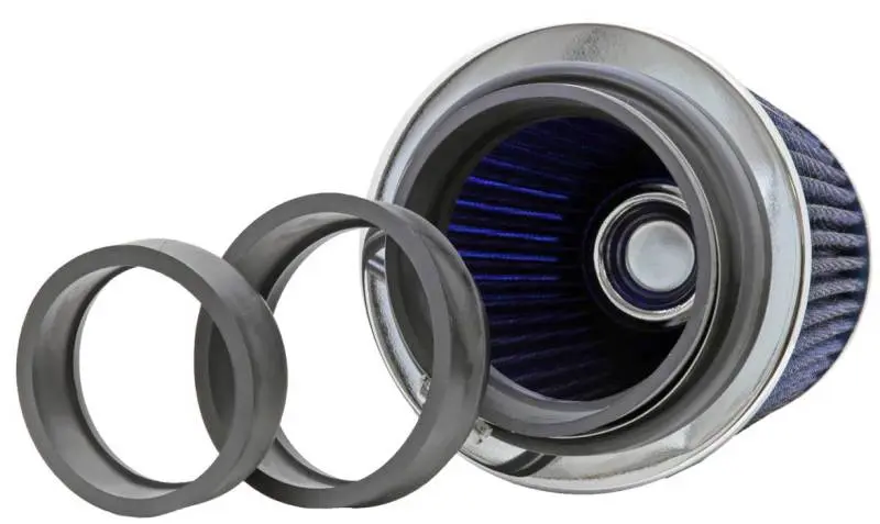 K&N KNNRG-1001BL Universal Air Filter Chrome Round Tapered Blue - 4in Flange ID X 1.125in Flange Length X 5.5in H №22