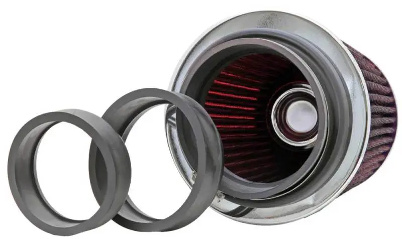 K&N KNNRG-1001RD Universal Air Filter Chrome Round Tapered Red - 4in Flange ID X 1.125in Flange Length X 5.5in H №17