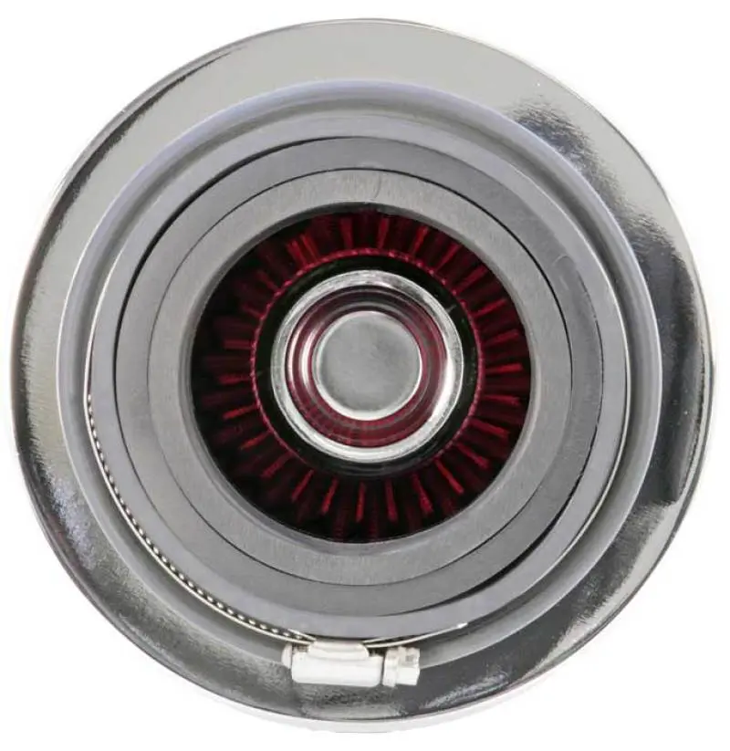 K&N KNNRG-1001RD Universal Air Filter Chrome Round Tapered Red - 4in Flange ID X 1.125in Flange Length X 5.5in H №19