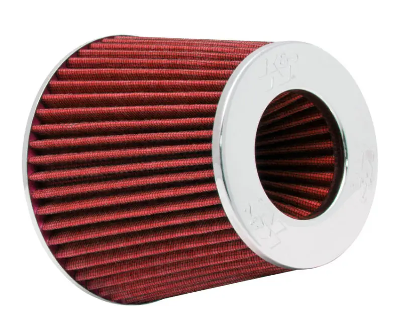 K&N KNNRG-1001RD Universal Air Filter Chrome Round Tapered Red - 4in Flange ID X 1.125in Flange Length X 5.5in H №3