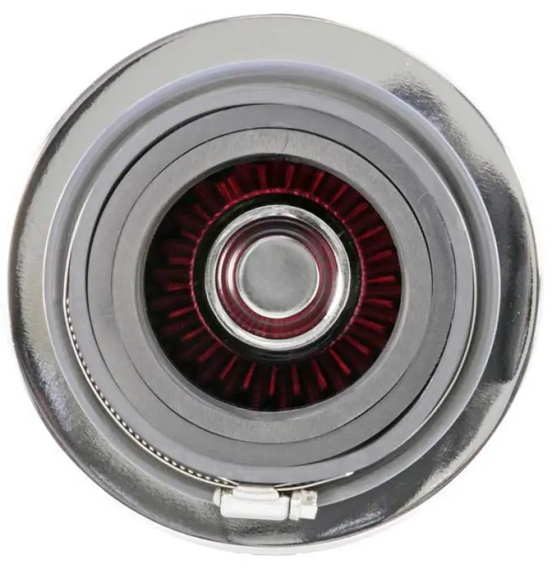 K&N KNNRG-1001RD Universal Air Filter Chrome Round Tapered Red - 4in Flange ID X 1.125in Flange Length X 5.5in H №5