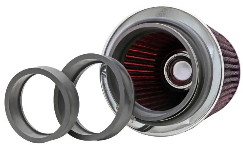 K&N KNNRG-1001RD Universal Air Filter Chrome Round Tapered Red - 4in Flange ID X 1.125in Flange Length X 5.5in H №7