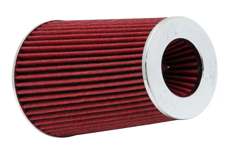 K&N KNNRG-1002RD Universal Air Filter Chrome Round Tapered Red - 4in Flange ID X 1.125in Flange Length X 9.5in H №1