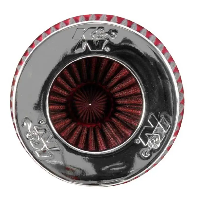 K&N KNNRG-1002RD Universal Air Filter Chrome Round Tapered Red - 4in Flange ID X 1.125in Flange Length X 9.5in H №11