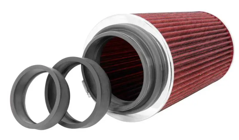 K&N KNNRG-1002RD Universal Air Filter Chrome Round Tapered Red - 4in Flange ID X 1.125in Flange Length X 9.5in H №13