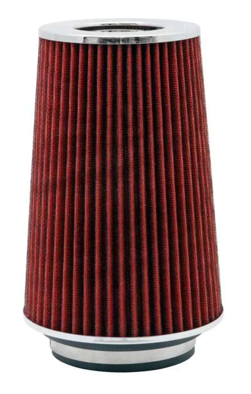 K&N KNNRG-1002RD Universal Air Filter Chrome Round Tapered Red - 4in Flange ID X 1.125in Flange Length X 9.5in H №18