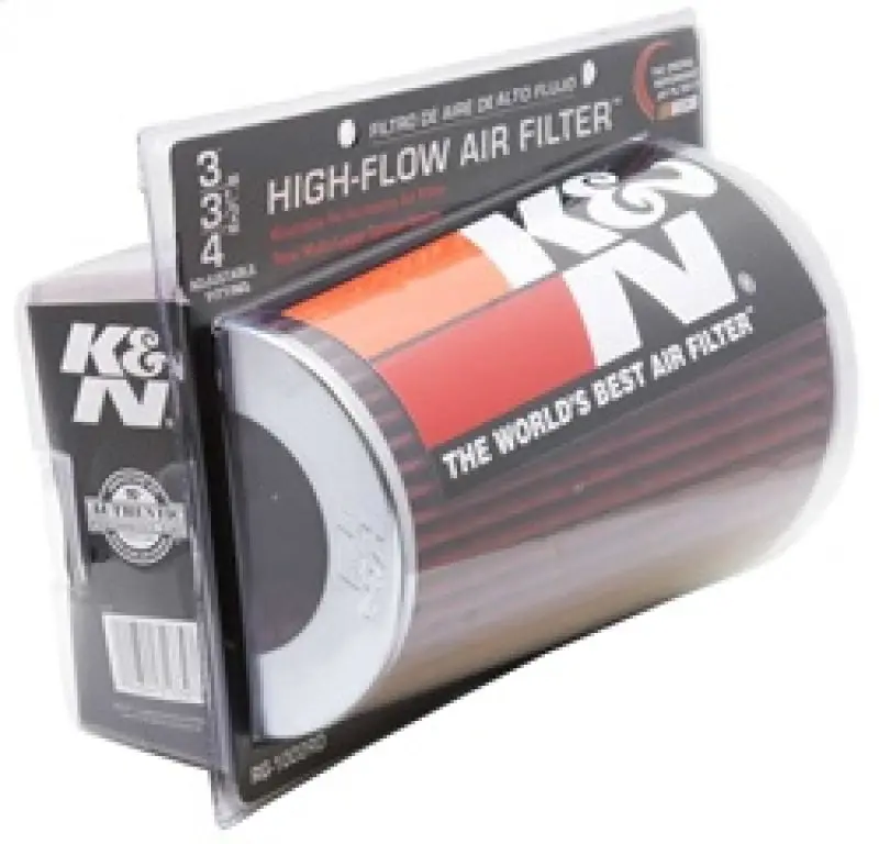 K&N KNNRG-1002RD Universal Air Filter Chrome Round Tapered Red - 4in Flange ID X 1.125in Flange Length X 9.5in H №6