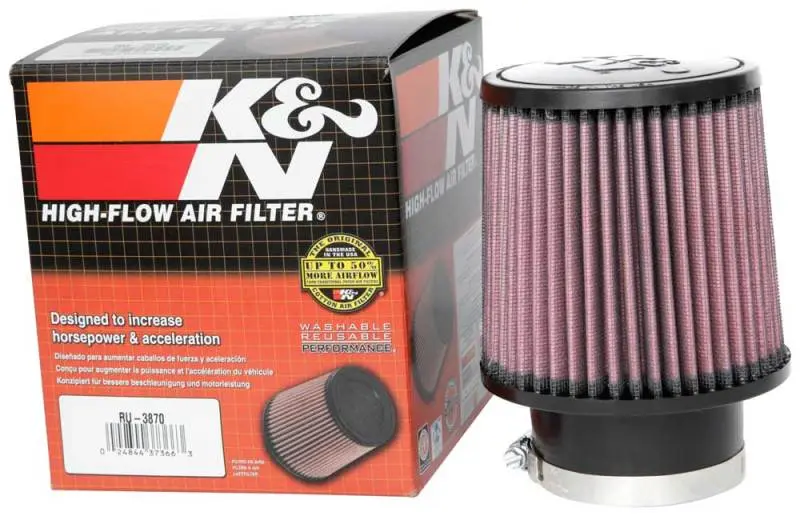 K&N KNNRU-3870 Universal Clamp-On Air Filter 3in FLG / 5in B / 4-1/2in T / 5in H №11