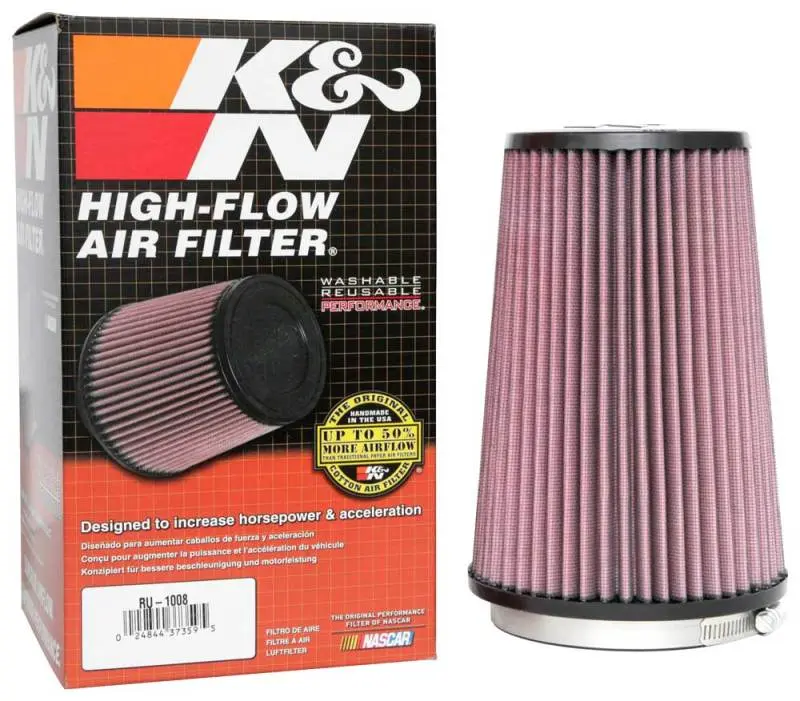 K&N KNNRU-1008 Universal Clamp-On Air Filter 4-1/2in FLG / 5-7/8in B / 4-1/2in T / 8-3/8in H №3