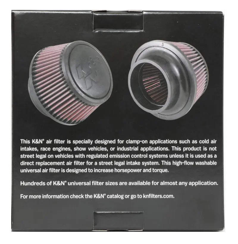 K&N KNNRU-5288 Universal Round Clamp-On Air Filter 3in Flange ID X 6in Base OD X 4.625in Top OD X 3in Height №9