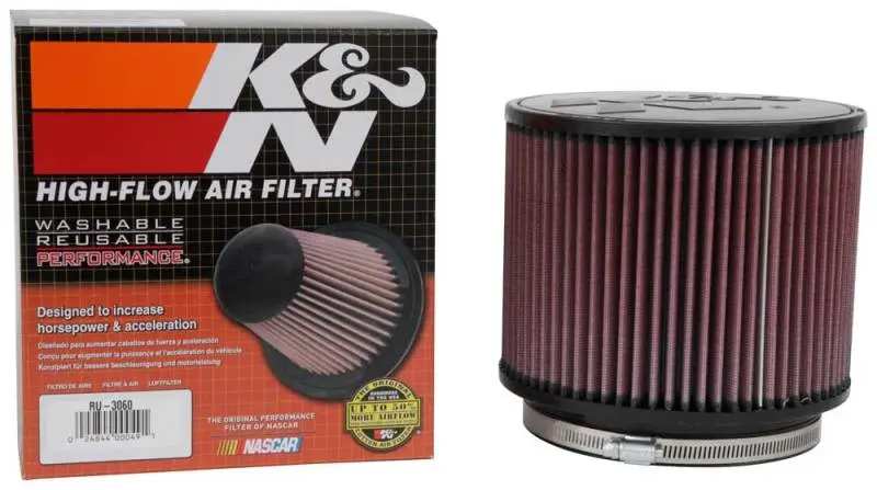 K&N KNNRU-3060 Universal Rubber Filter 6in FLange ID / 7.5in OD / 6in Height / Round Straight №8