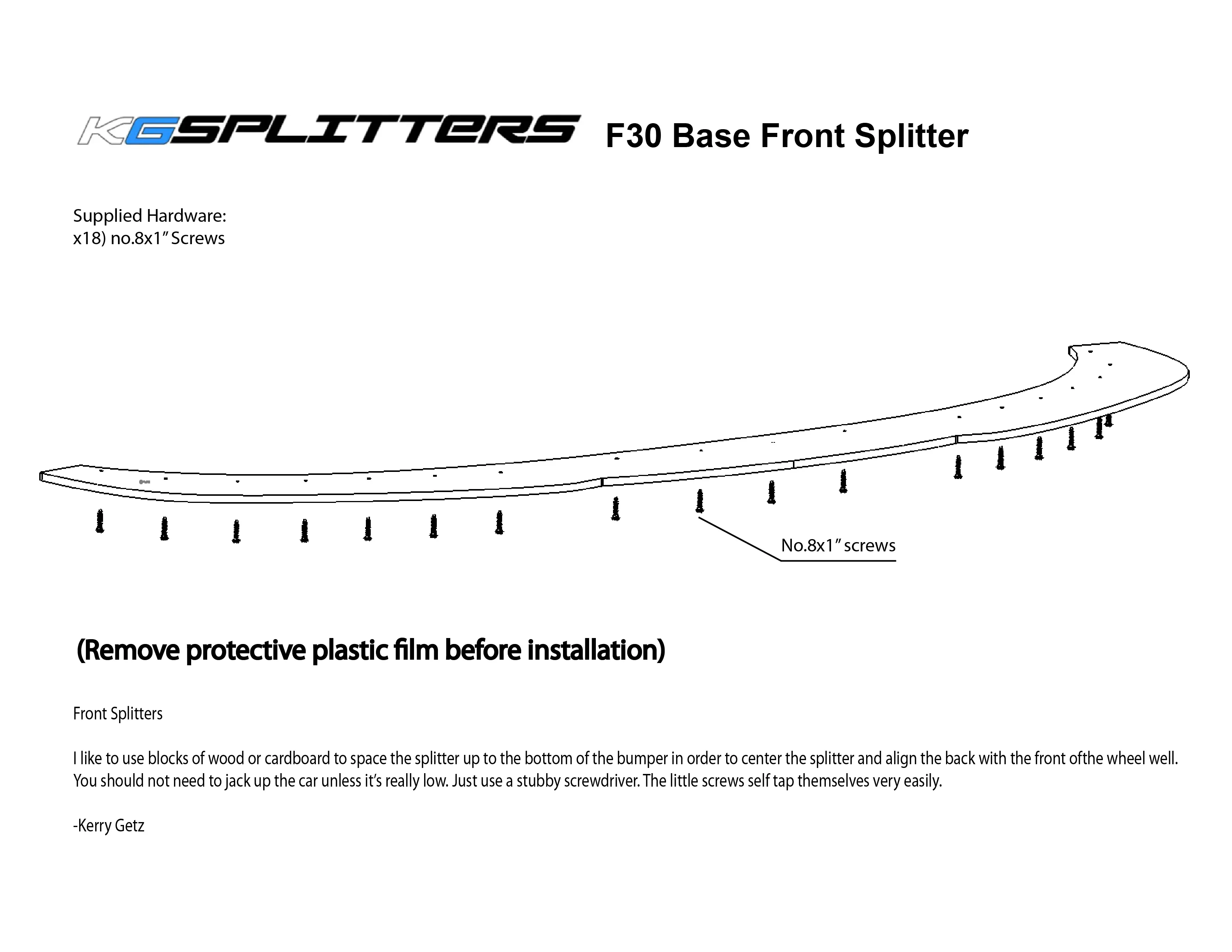 KGSPLITTERS BMW F30 M Sport Splitters - Complete Kit №10