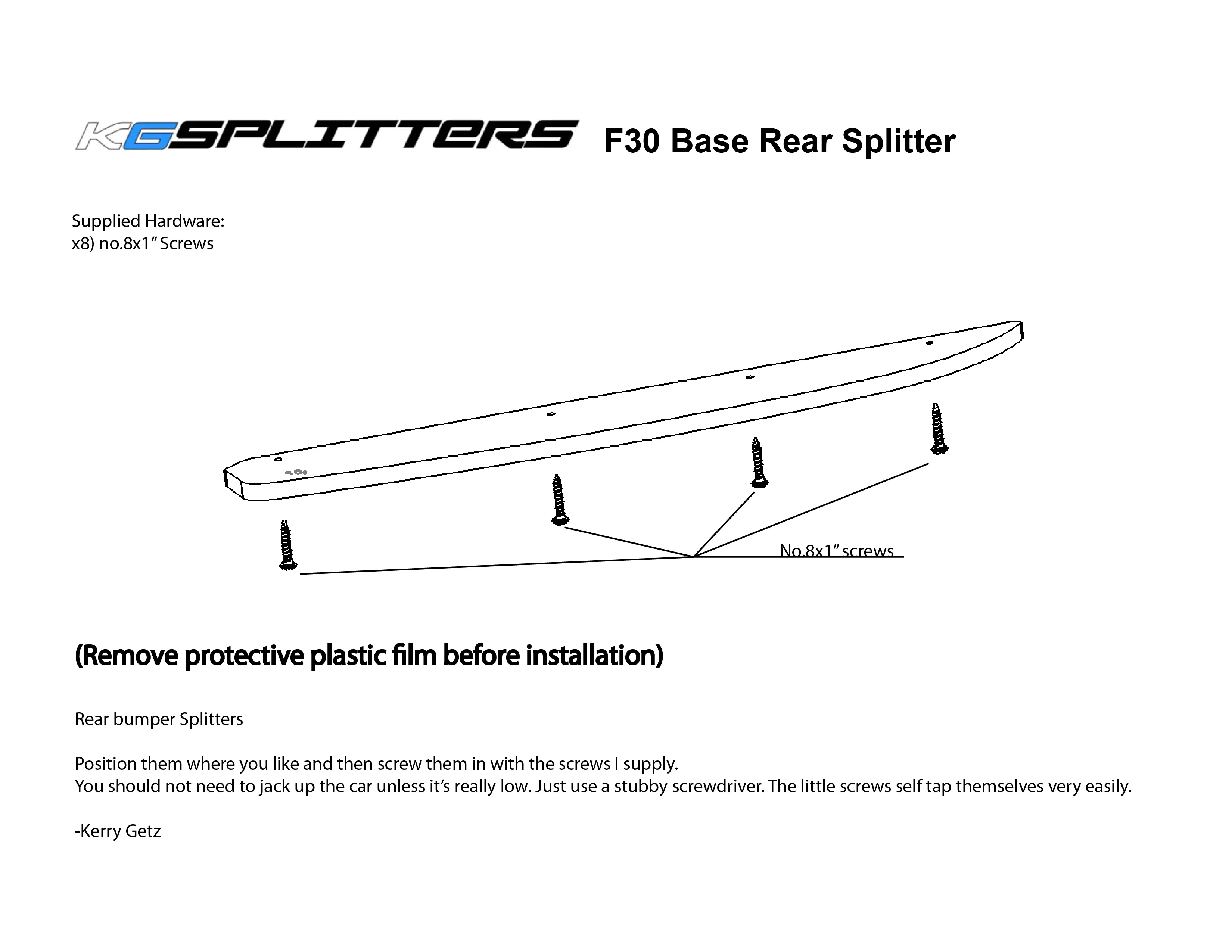 KGSPLITTERS BMW F30 M Sport Splitters - Complete Kit №11