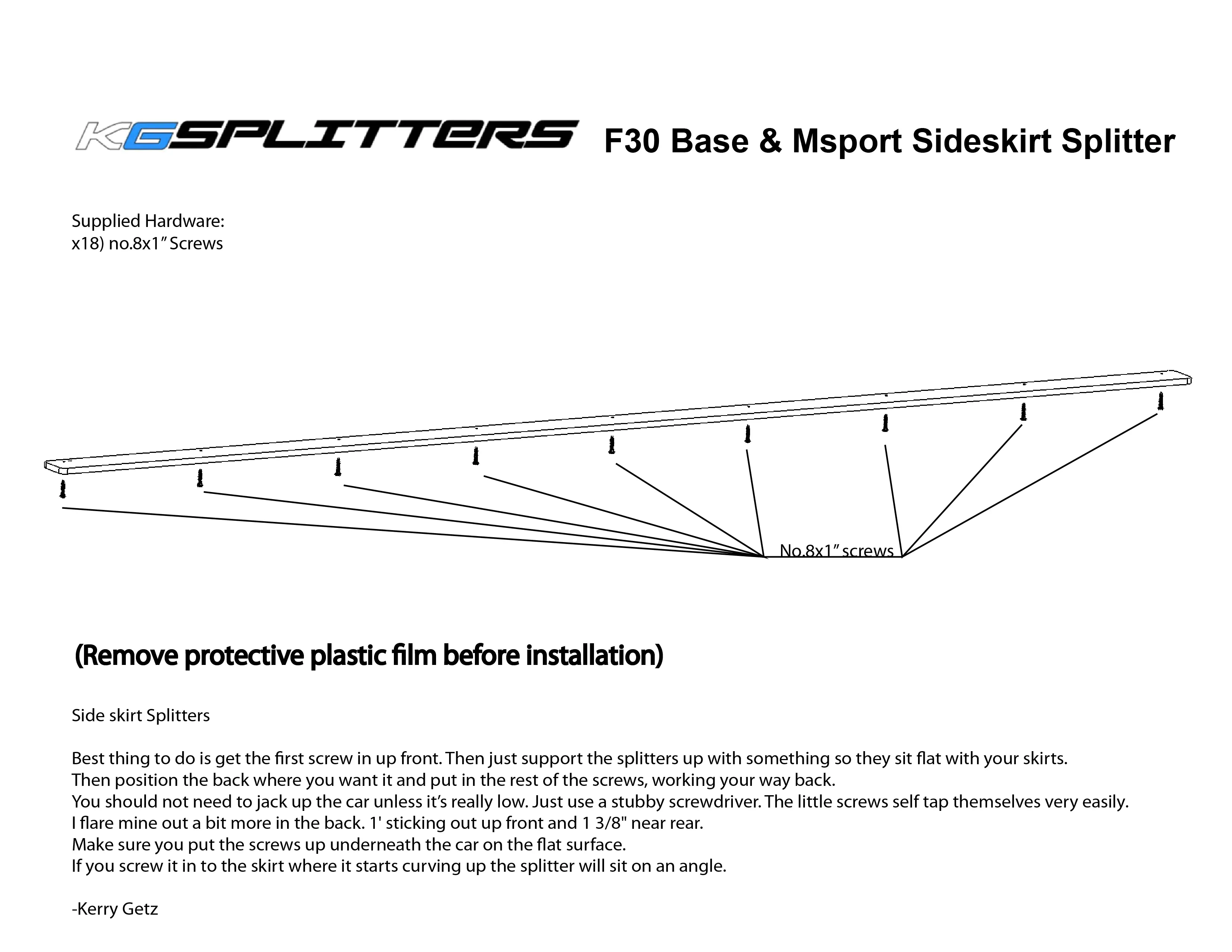 KGSPLITTERS BMW F30 M Sport Splitters - Complete Kit №12