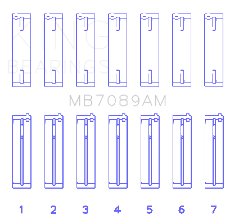 King Racing KINGMB7089AM Audi/Volkswagen ABV/AES/AUE Crankshaft Main Bearing Set (Set Of 7) (Standard Size) №2