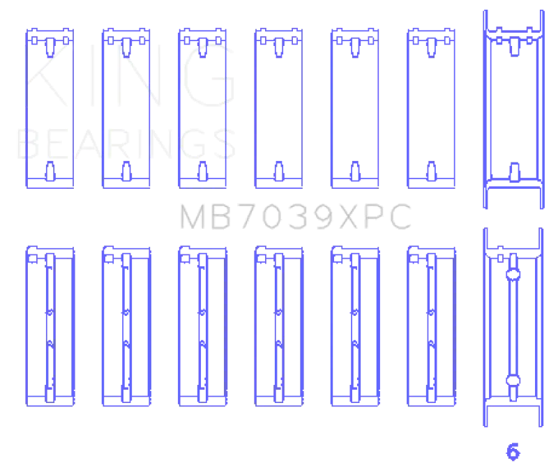 King Racing KINGMB7039XPC.026 BMW M20/M50 2.0L/2.5L/2.7L Crankshaft Main Bearings Set (Size .026) - 7 Pairs Coated №2