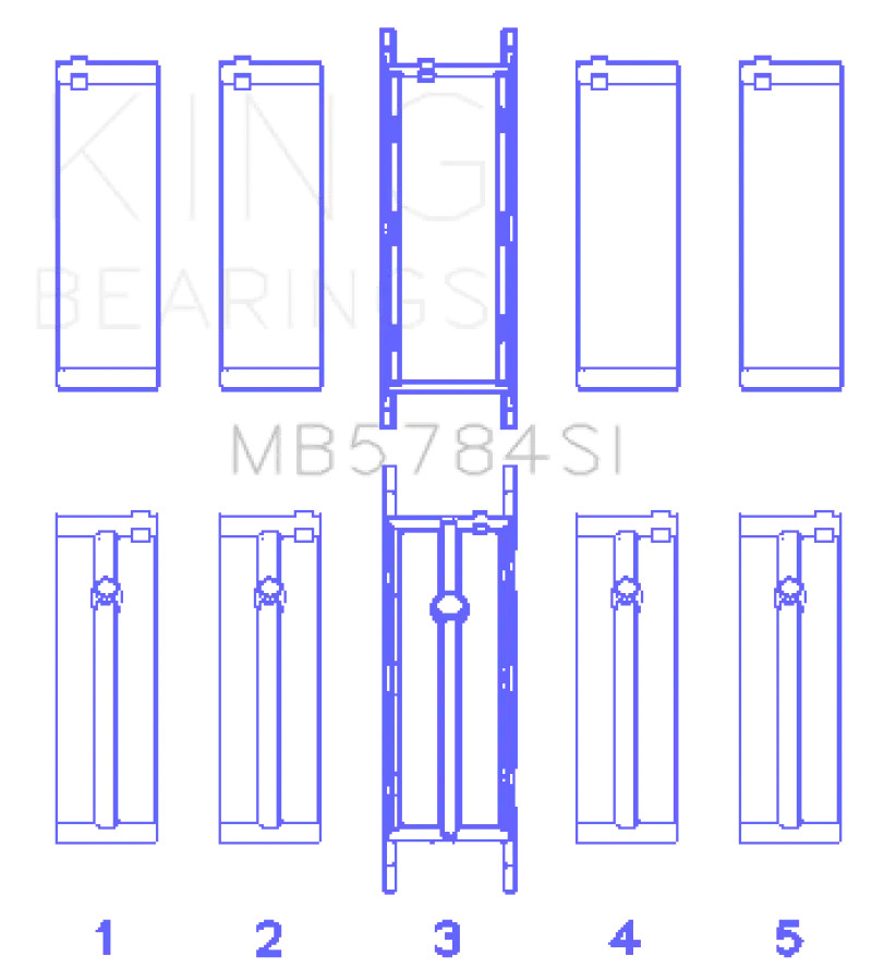 King Racing KINGMB5784SI0.5 BMW N20B20 (Size +0.50mm) Main Bearing Set №2