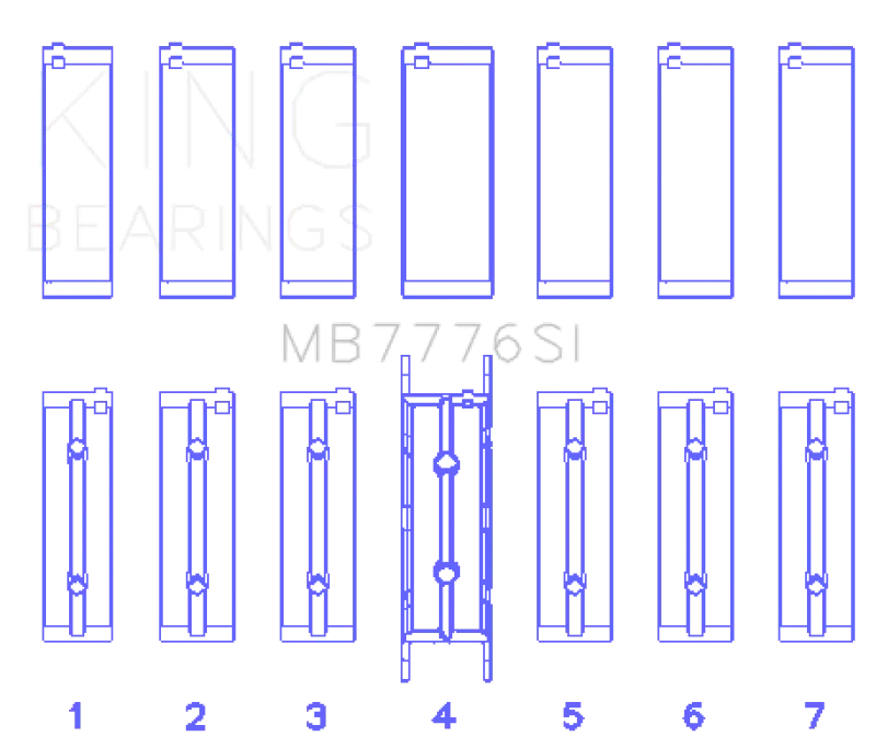 King Racing KINGMB7776SI0.25 BMW N55B30A/N53B30A/N52B30A (Size 0.25 Oversized) Main Bearing Set №2