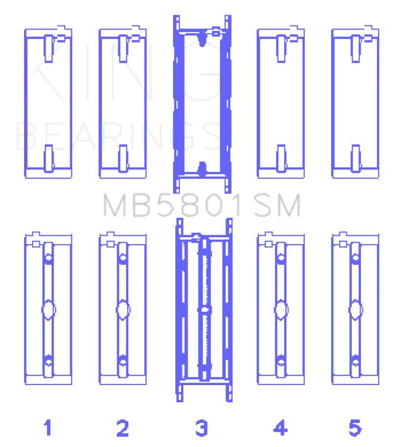 King Racing KINGMB5801SM0.5 BMW N63/S63 (Size +0.50mm) Crankshaft Main Bearing Set №1