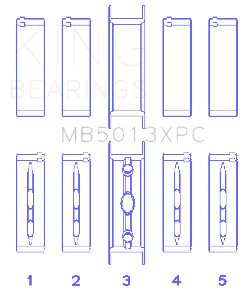 King Racing KINGMB5013XPC Chevy LS1 / LS2 / LS6 (Size STD) Performance Main Bearing Set W/ PMaxKote №2