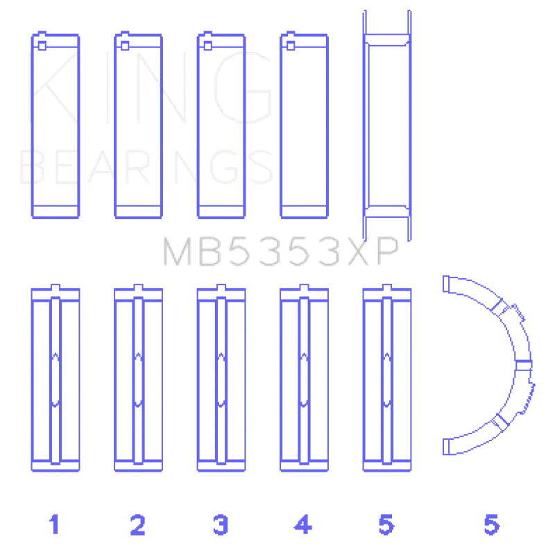 King Racing KINGMB5353XP Ford 281 4.6L SOHC 16V Performance Main Bearing Set - Size Standard №2