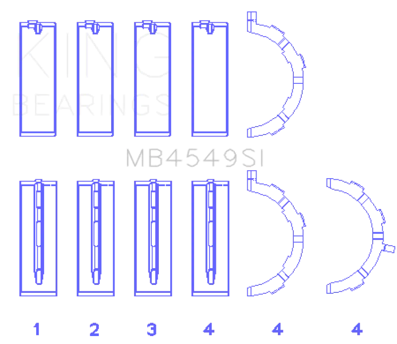 King Racing KINGMB4549SI Ford EcoBoost 3.5L / 3.7L V6 (Size STD) Main Bearing Set №2