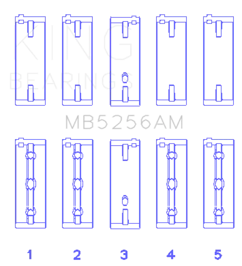 King Racing KINGMB5256AM Hyundai 2.0L G4GC (Size STD) Main Bearing Set №2