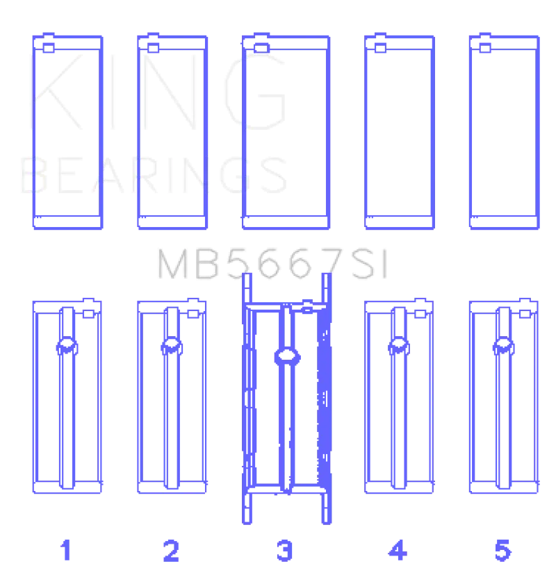 King Racing KINGMB5667SI0.25 Mini W10B16A/W11B16A (Size 0.25) Silicon Bi-Metal Aluminum Main Bearing Set