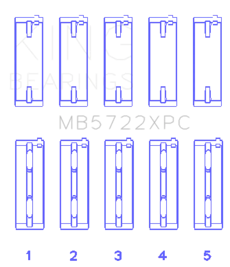 King Racing KINGMB5722XPC Mitsubishi 4B11T EVO X 2007+ (Size STD) Coated Performance Main Bearing Set №2