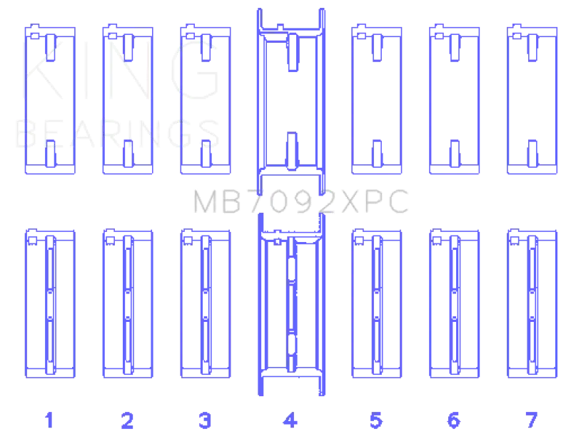 King Racing KINGMB7092XPCSTDX Nissan RB26DETT 24V (Size STDX) Coated Performance Main Bearing Set №2