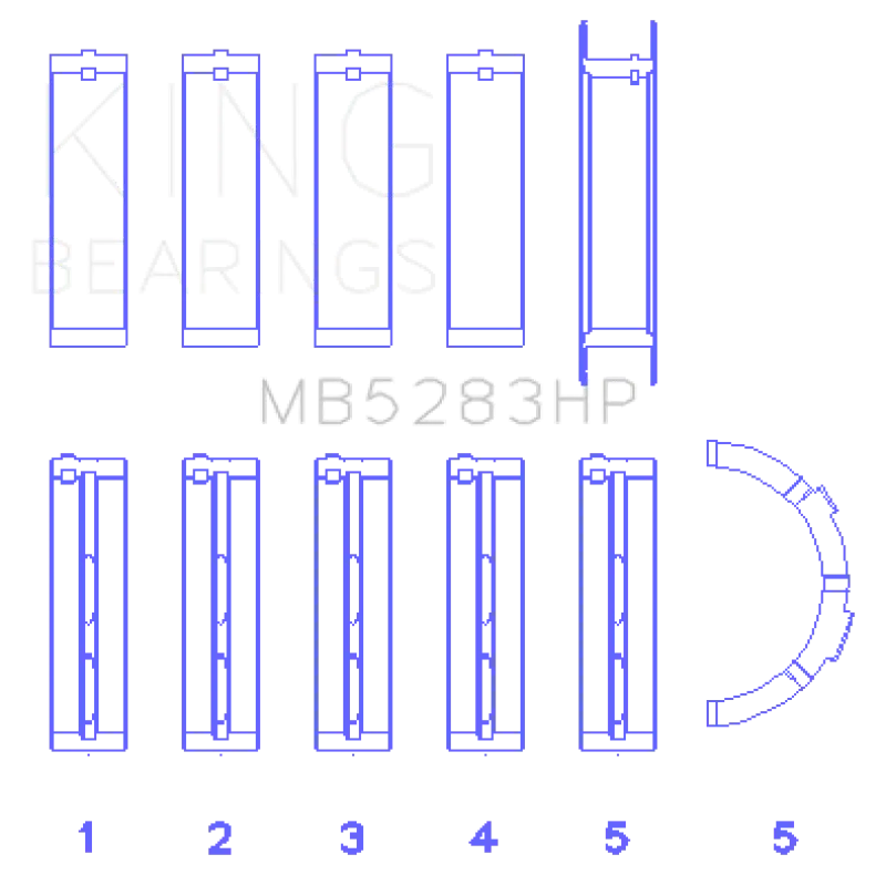 King Racing KINGMB5283HP Performance Main Bearing Set - Size Standard №2