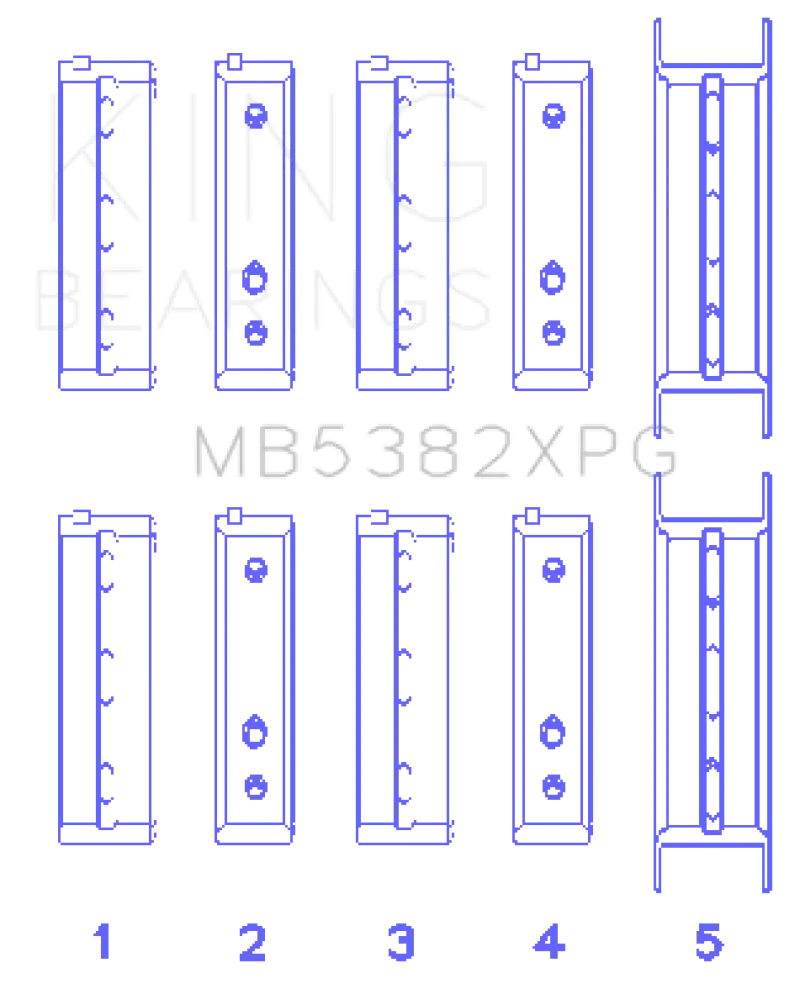 King Racing KINGMB5382XPG Subaru EJ20/EJ22/EJ25 (For Thrust In #5 Position) (Size STD) Performance Main Bearing Set №1