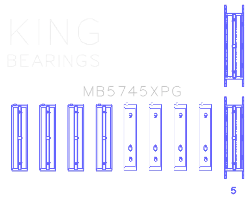 King Racing KINGMB5745XPG.026 Subaru FA20 FB20 - Size .025 Oversized Performance Tri-Metal Main Bearing Set №1