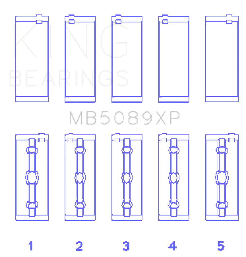 King Racing KINGMB5089XP Toyota 1RZ / 2RZ / 3RZ Crankshaft Main Bearing Set (Set Of 5) №2