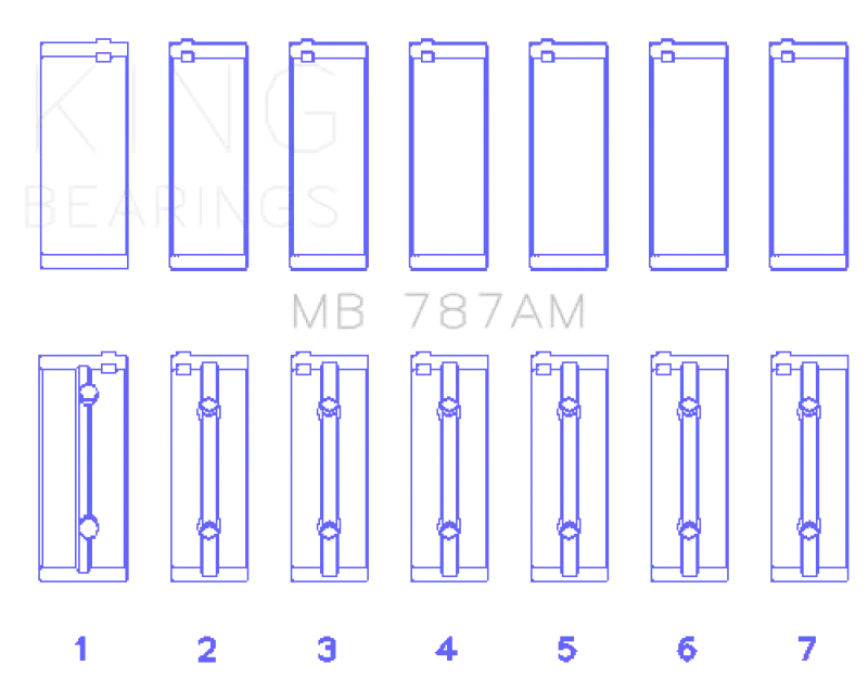 King Racing KINGMB787AM0.25 Toyota 5ME/5MGE/7MGE/7MGTE (Size +0.25) Main Bearing Set №2