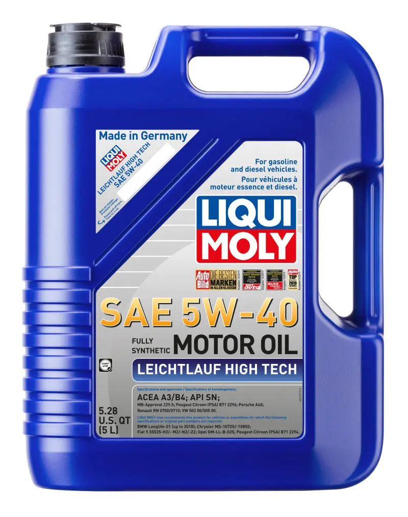 LIQUI MOLY LQM2332 5L Leichtlauf (Low Friction) High Tech Motor Oil SAE 5W40