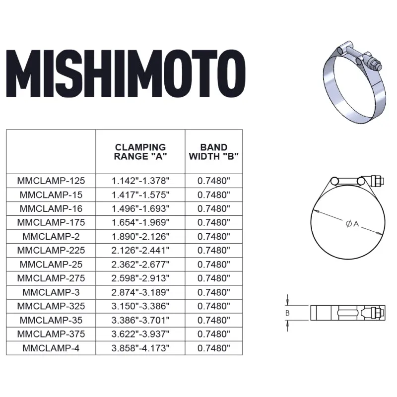 Mishimoto MISMMCLAMP-225 2.25 Inch Stainless Steel T-Bolt Clamps №6